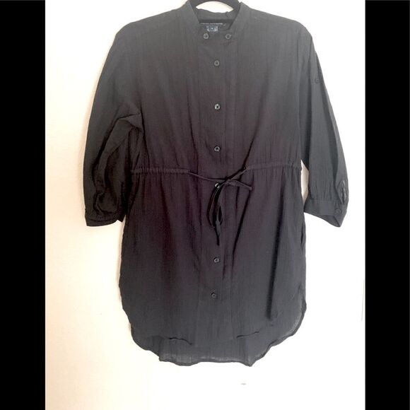 French Connection size 4 black draw waist shirt - Picture 1 of 7